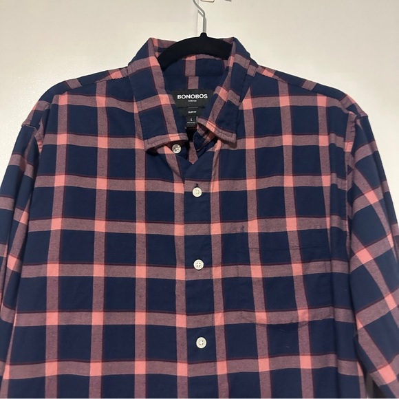 Bonobos Men’s Slim Fit Check Performance Stretch Button Down Shirt Size Large - Picture 3 of 9